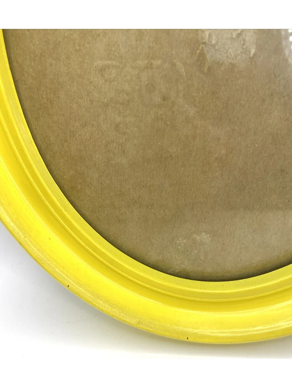 Vintage Bright Yellow Oval Picture Frame Mid Century Pop Art Decor